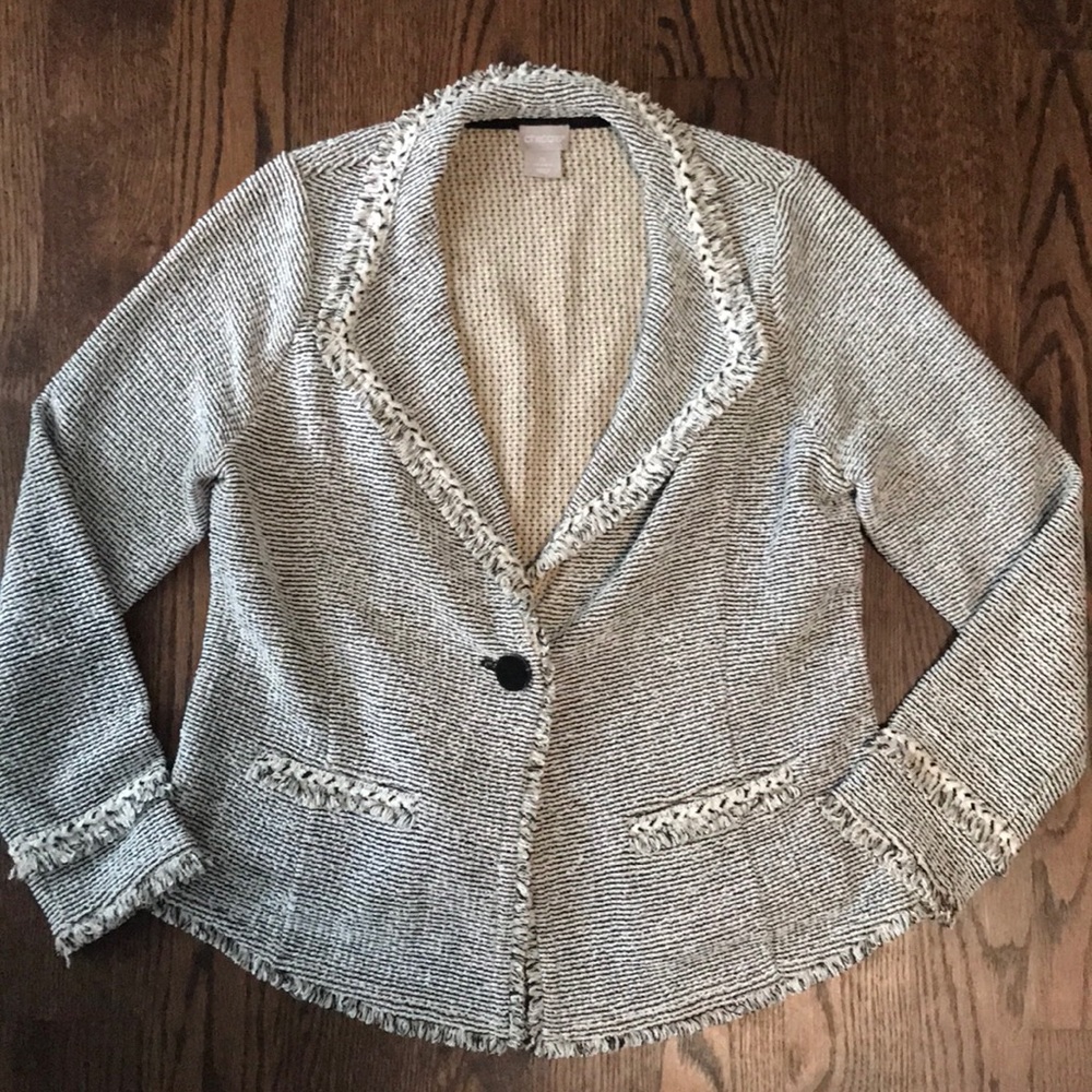 Chico’s Tan Ruffle Blazer